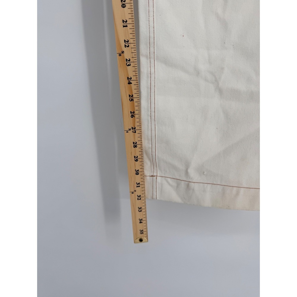 Ba&sh White Denim Wide Leg Overalls Contrast Stitch Brass Buttons Size M - Picture 5 of 11